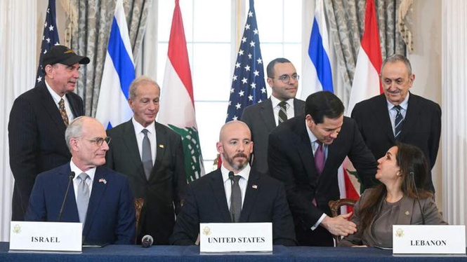 Image from: Middle East war: Lebanon, Israel and US sign framework agreement in Washington