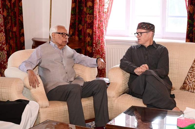Image from: Former J&K Governor NN Vohra meets Omar, discusses key issues
