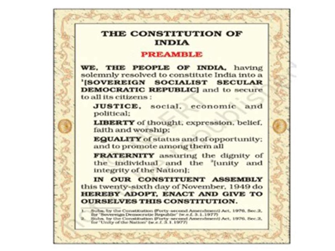 Image from: Reports of dropping Preamble, secularism from Class 9 textbook misleading; constitutional values spread across Grades 6-10: Sources