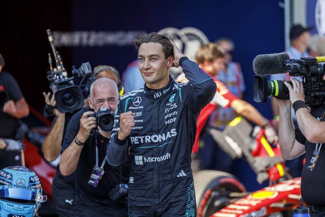 Image from: Russell beats Ferraris for Austria GP pole after Verstappen crashes
