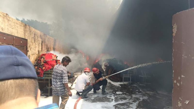 Image from: Goods worth lakhs destroyed in Kapurthala warehouse fire