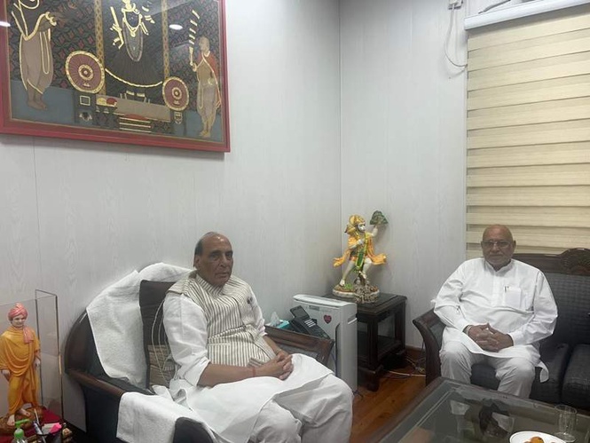 Image from: Ex-MP meets Rajnath Singh; raises Unchi Bassi defence land, development issues