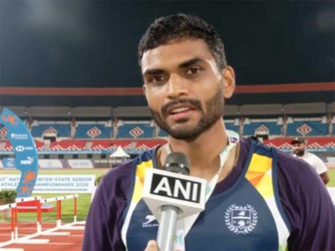 Image from: Union Sports Minister Mansukh Mandaviya congratulates Sarvesh Kushare on national record, Asian Games qualification