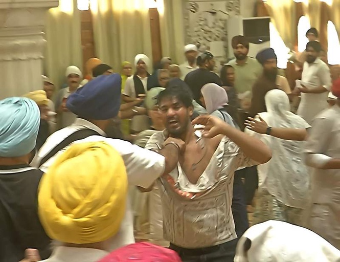 Image from: Objectionable video sparks ruckus at Mohali gurdwara, 1 hurt