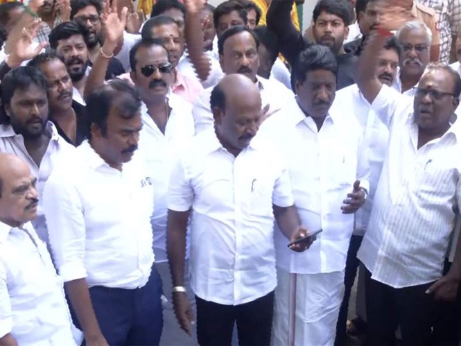 Image from: DMK students wing stages protest demanding arrest of TVK Minister Sarath