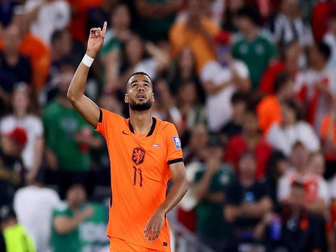 Image from: FIFA World Cup 2026: Netherlands' Gakpo emotional celebration remembering unborn child after scoring against Morocco