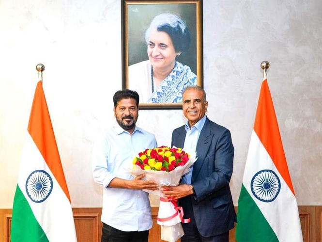 Image from: Bharti Enterprises Chairman Sunil Bharti Mittal meets Telangana CM Revanth Reddy