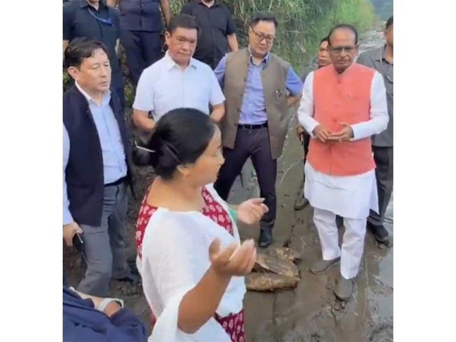 Image from: Kiren Rijiju meets flood-affected families in Arunachal Pradesh, assures help