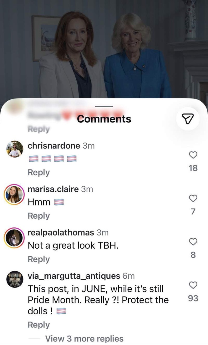 Image from: Palace faces online storm from trans activists after Queen's meeting with JK Rowling