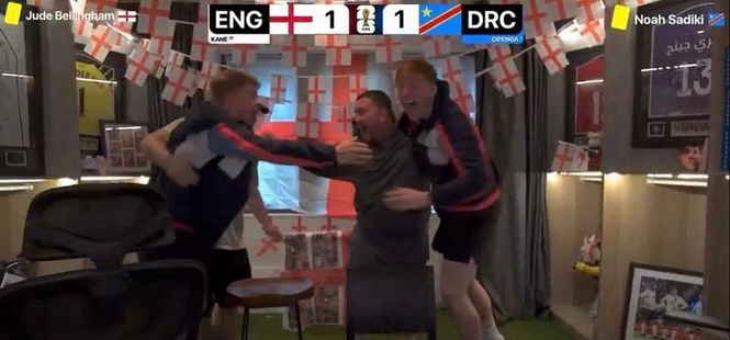Image from: Luke Littler goes ballistic with I'm a Celeb winner after England beat DR Congo 2-1