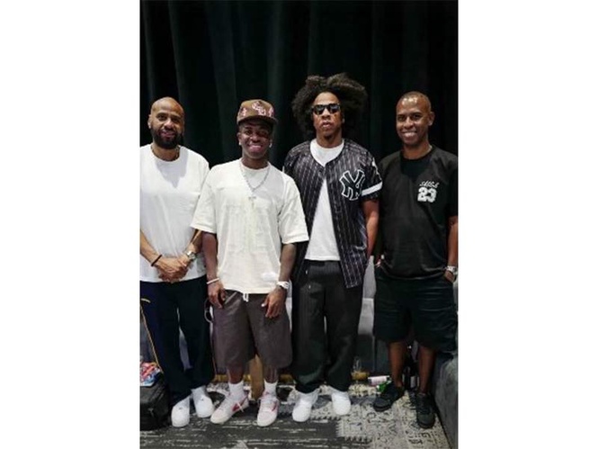 Image from: FIFA World Cup 2026: Brazil striker Vinicius Jr meets iconic rapper Jay-Z