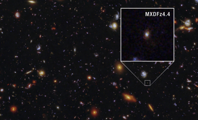 Image from: Hubble Finds Compact Starburst Galaxy That Helped Transform the Early Universe