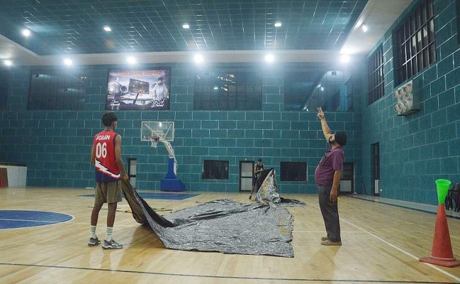 Image from: Leaking ceiling, creaking floor: State-of-the-art basketball hall at Ludhiana stadium in bad nick