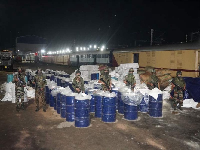 Image from: Assam Rifles recover ₹1.27 crore worth of illegal codeine-based cough syrup at Agartala Railway Station