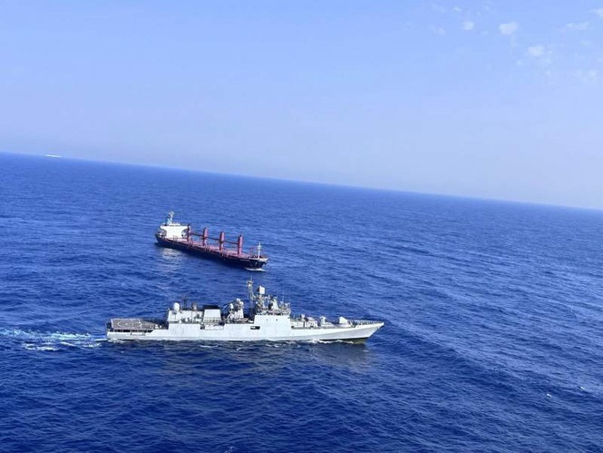 Image from: INS Trikand aids MV Golden Arsenal after reports of piracy attempt