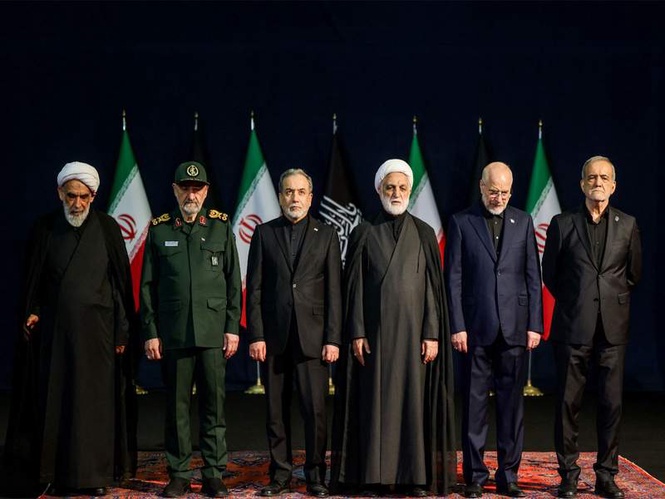Image from: Iranian top brass comes together to pay last tributes to Ayatollah Ali Khamenei