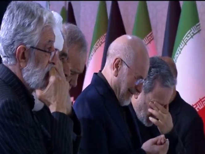 Image from: Ghalibaf, Araghchi break down in tears during farewell to Ayatollah Khamenei