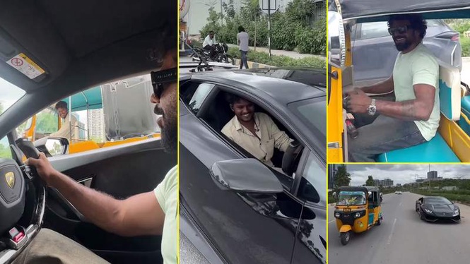 Image from: Watch: Bengaluru man swaps Lamborghini for autorickshaw to fulfil driver’s lifelong dream