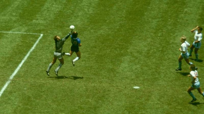 Image from: What is ‘The Hand of God’? Diego Maradona World Cup goal explained as England return to the Azteca