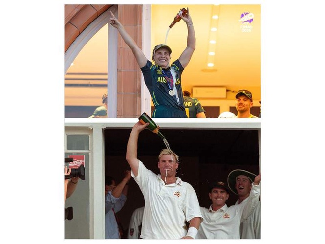 Image from: ICC Women's T20WC: Australia skipper Molineux re-creates Warne's iconic Ashes celebration after title win