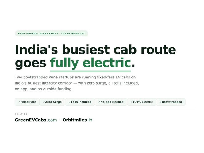 Image from: GreenEVCabs and OrbitMiles — Pune Mumbai EV Cabs Rewriting India’s Busiest Intercity Taxi Route