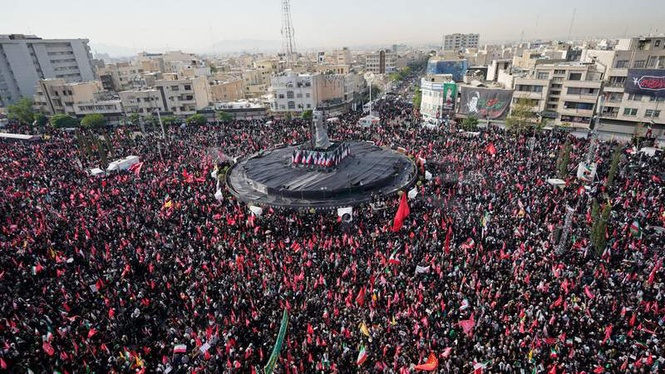 Image from: Khamenei funeral procession draws massive crowds of mourners to Tehran's streets