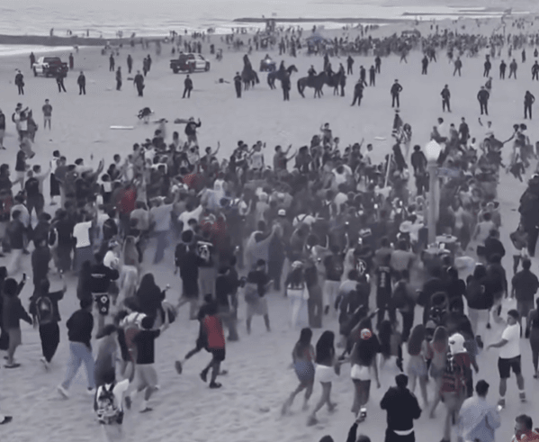 Image from: Chaos erupts on California beach as 400 arrested during 'TikTok takeover'