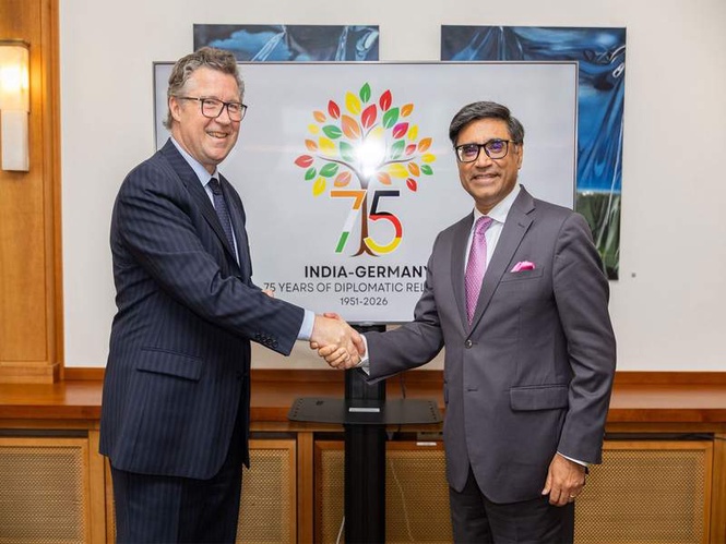 Image from: India-Germany launch logo marking 75 years of diplomatic ties, review strategic partnership during FOC