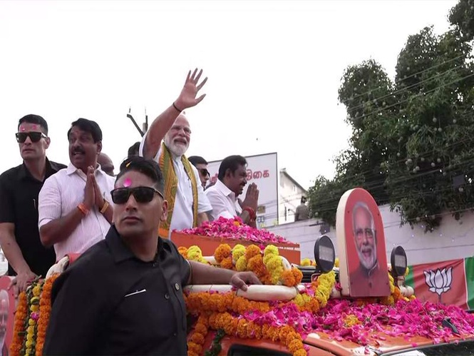 Image from: Tamil Nadu polls: PM Modi holds roadshow in Kanniyakumari, pays tribute to BR Ambedkar