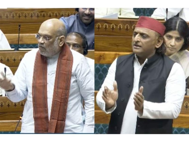 Image from: "Reservation based on religion unconstitutional": Amit Shah spars with Akhilesh Yadav in Lok Sabha