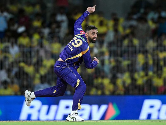 Image from: Varun Chakaravarthy becomes third bowler to take 100 wickets for KKR