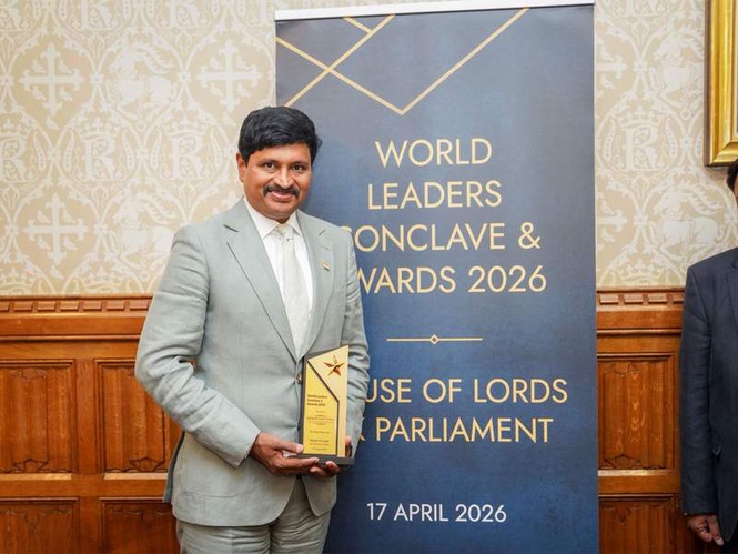 Image from: Former MP Santosh Kumar honoured as "Global Green Icon" at London Climate Conclave