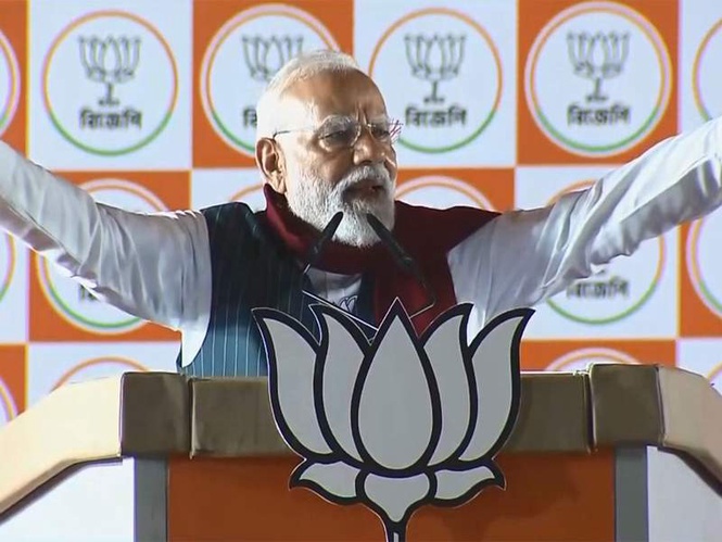 Image from: PM Modi mounts attack on TMC "syndicates" in West Bengal, promises welfare of women, farmers