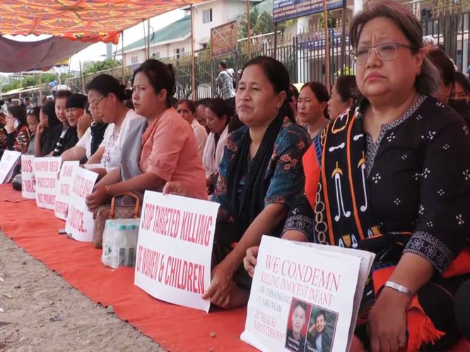 Image from: Manipur: Sit-in protest held at Khuman Lampak to condemn killings of civilians on Ukhrul road