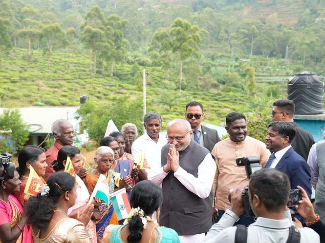 Image from: Vice President CP Radhakrishnan visits Nuwara Eliya to meet beneficiaries of Indian Housing Project