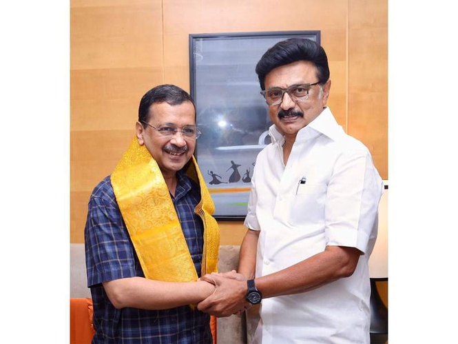 Image from: Arvind Kejriwal meets MK Stalin, praises Tamil Nadu's governance model