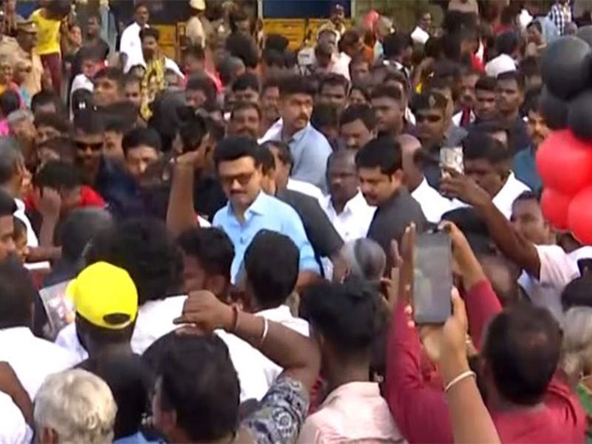 Image from: MK Stalin holds walk campaign in Chennai's Kannagi Nagar ahead of Tamil Nadu polls