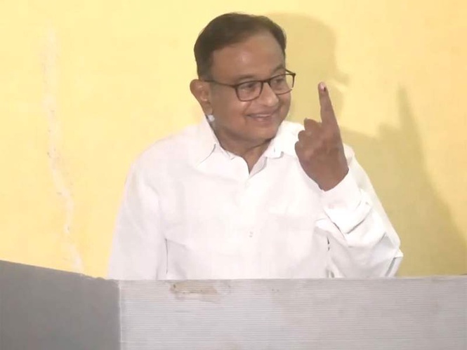 Image from: "Youth must vote for secularism and progress": Chidambaram casts vote in Tamil Nadu polls