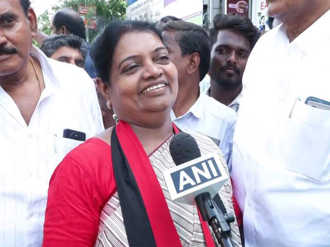 Image from: Tamil Nadu polls: Two-time DMK MLA Geetha Jeevan casts vote, exudes confidence in CM Stalin