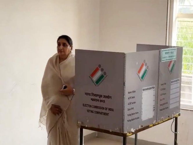 Image from: Baramati Assembly bye-polls: Deputy CM Sunetra Pawar casts her vote in Baramati; terms vote as tribute to 'Dada'
