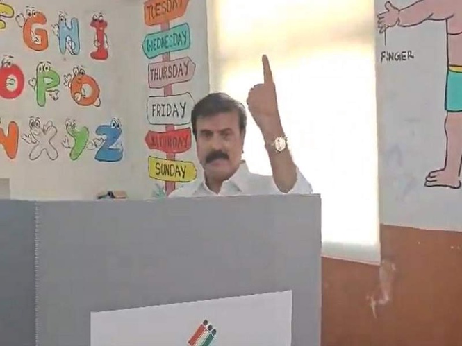 Image from: DMDK treasurer Sudish casts his vote in Tamil Nadu assembly polls