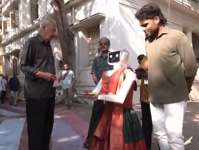 Image from: Tamil Nadu Polls: Student-built robot greets voters, promotes 100% turnout in Coimbatore