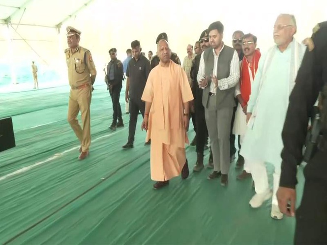 Image from: UP CM Yogi Adityanath conducts on-site inspection of preparations for PM Modi's proposed visit in Hardoi