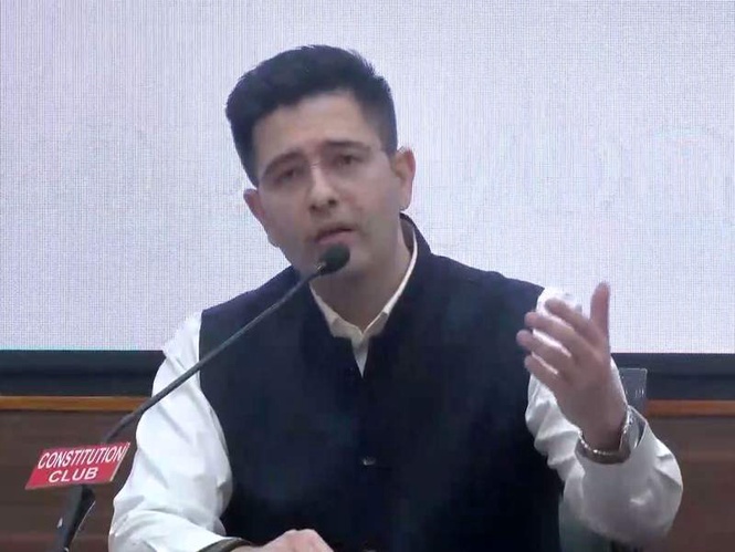 Image from: AAP splits in Rajya Sabha; Raghav Chadha, Ashok Mittal and Sandeep Pathak among "two-thirds MPs to merge with BJP"