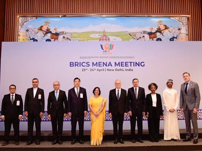 Image from: Secy South Neena Malhotra chairs BRICS MENA Meet