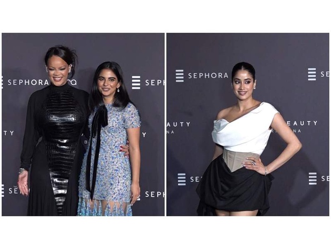 Image from: Isha Ambani poses with Rihanna at Fenty Beauty launch bash in Mumbai; Janhvi Kapoor turns heads