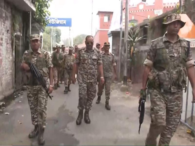 Image from: CRPF carries out route march in Bhabanipur ahead of second phase  Bengal elections