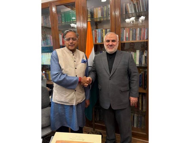 Image from: Congress MP Shashi Tharoor meets Iran's Ambassdor to India Mohammad Fathali, discusses "prospects for peace"