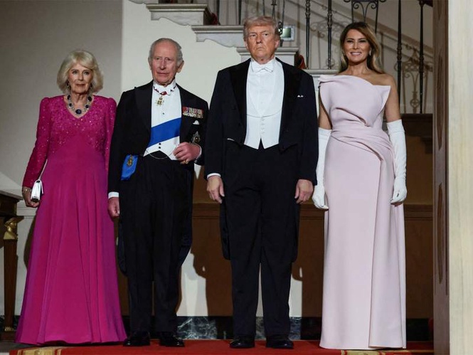 Image from: King Charles, Queen Camilla arrive at White House for state dinner hosted by President Trump