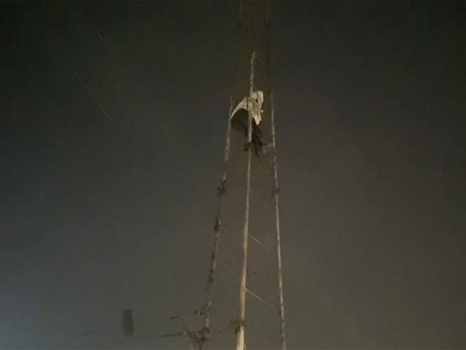 Image from: Uttar Pradesh: Electric Department Junior Engineer climbs telephone tower over suspension in Prayagraj